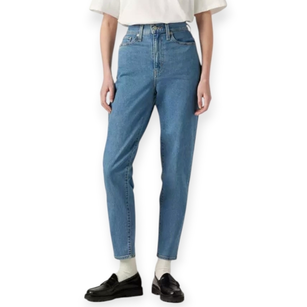 Levi's High Waisted Taper Jeans Plus Size in FYI Mid Stone 90s Mom Jeans Size 32
